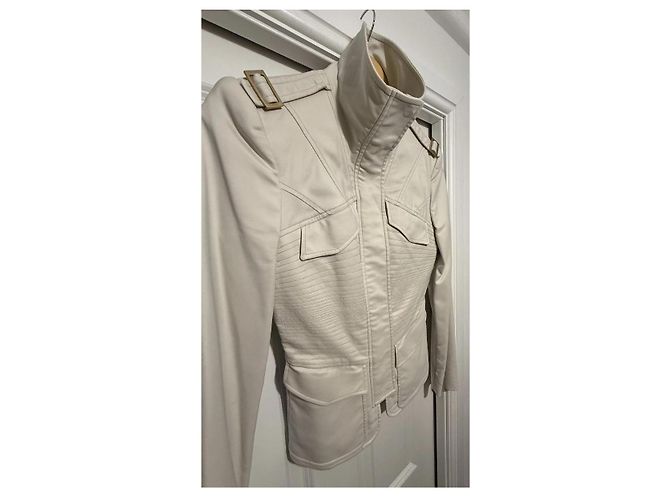 Giacca Gucci Beige con Collo Alto e Dettagli Dorati Crudo - vista 4