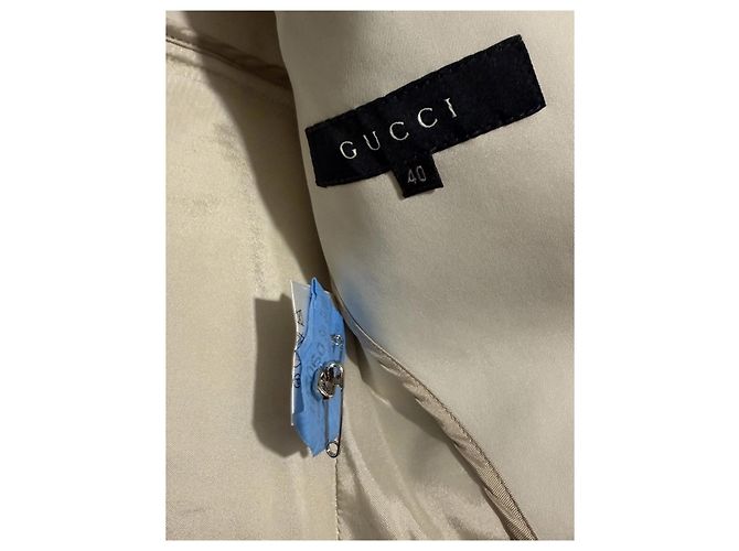 Giacca Gucci Beige con Collo Alto e Dettagli Dorati Crudo - vista 6
