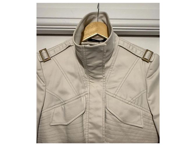 Giacca Gucci Beige con Collo Alto e Dettagli Dorati Crudo - vista 7