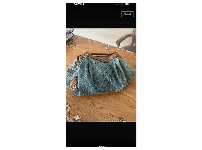 Borsa a mano Gucci Suck in denim azzurro Blu chiaro - vista 2