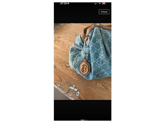Borsa a mano Gucci Suck in denim azzurro Blu chiaro - vista 3