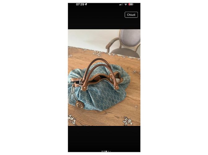 Borsa a mano Gucci Suck in denim azzurro Blu chiaro - vista 4