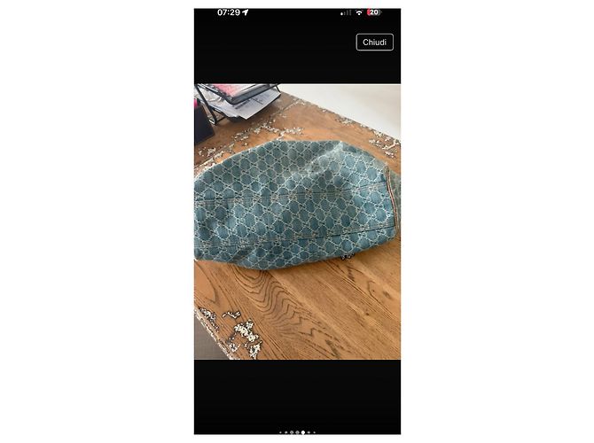 Borsa a mano Gucci Suck in denim azzurro Blu chiaro - vista 5