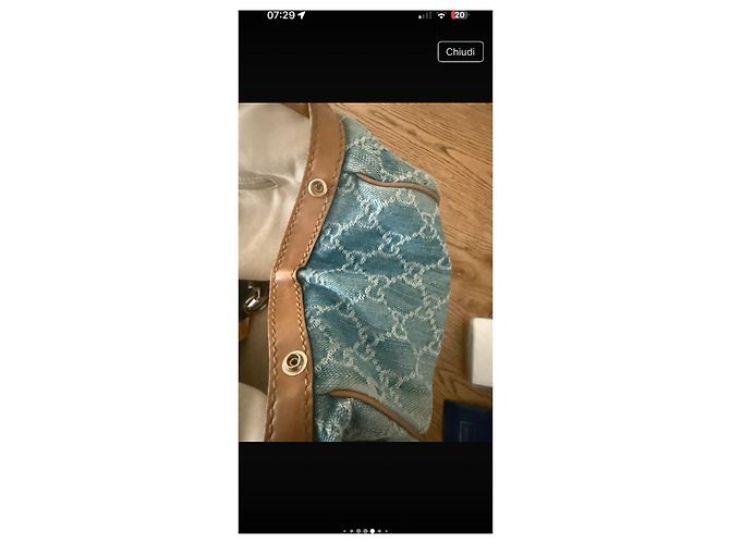 Borsa a mano Gucci Suck in denim azzurro Blu chiaro - vista 6