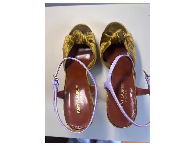 Sandali con plateau Bianca Saint Laurent oro velluto D'oro - vista 2