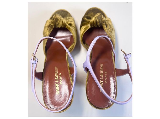 Sandali con plateau Bianca Saint Laurent oro velluto D'oro - vista 3