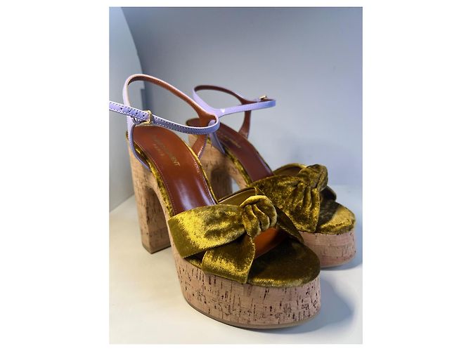 Sandali con plateau Bianca Saint Laurent oro velluto D'oro - vista 5