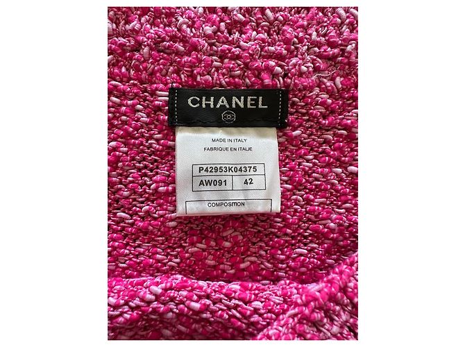 Falda Chanel de Tweed Fucsia Talla 42 - vista 2