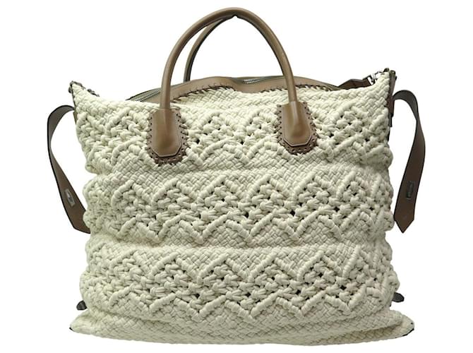 BORSA A MANO GIVENCHY ANTIGONA CROCHET E PELLE BORSA DA WEEKEND Beige - vista 2