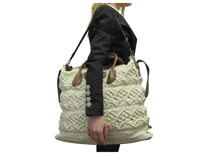 BORSA A MANO GIVENCHY ANTIGONA CROCHET E PELLE BORSA DA WEEKEND Beige - vista 6