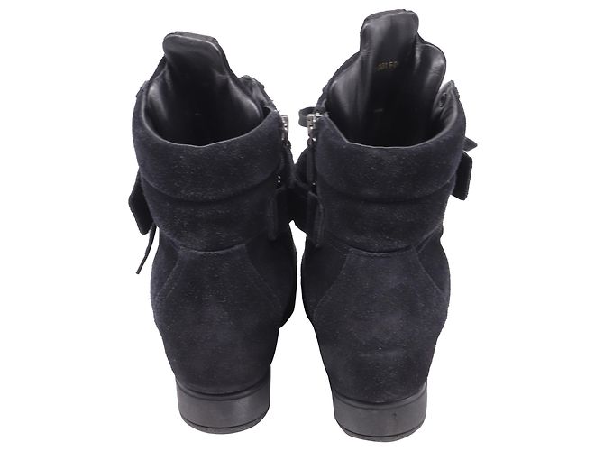 Sneakers alte con zeppa Prada Sport in suede nero - vista 5
