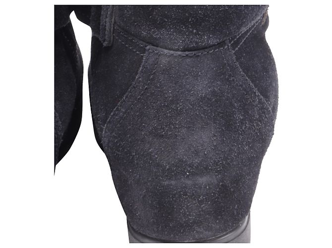 Sneakers alte con zeppa Prada Sport in suede nero - vista 6