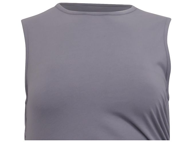 Ärmelloses Mini-Kleid aus grauer Baumwolle Theory Gathered - Ansicht 2