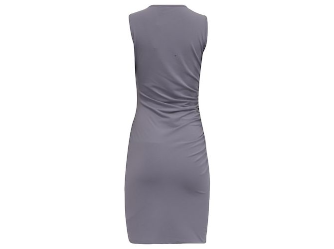 Ärmelloses Mini-Kleid aus grauer Baumwolle Theory Gathered - Ansicht 4