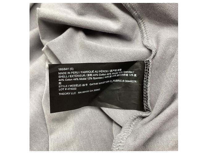Ärmelloses Mini-Kleid aus grauer Baumwolle Theory Gathered - Ansicht 5