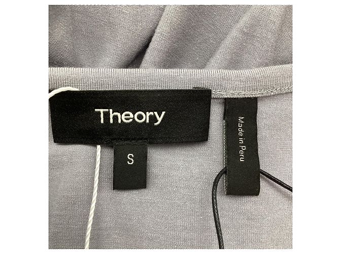 Ärmelloses Mini-Kleid aus grauer Baumwolle Theory Gathered - Ansicht 6
