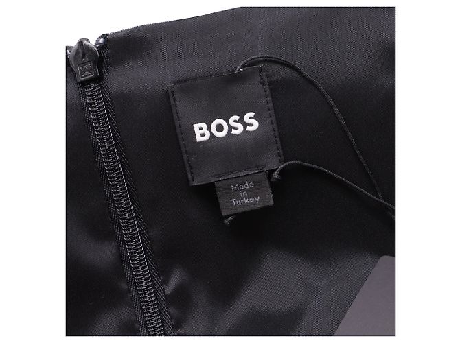 Hugo Boss Vestido midi em lã cinza Boss Danorla com listras e decote em V - vista 4