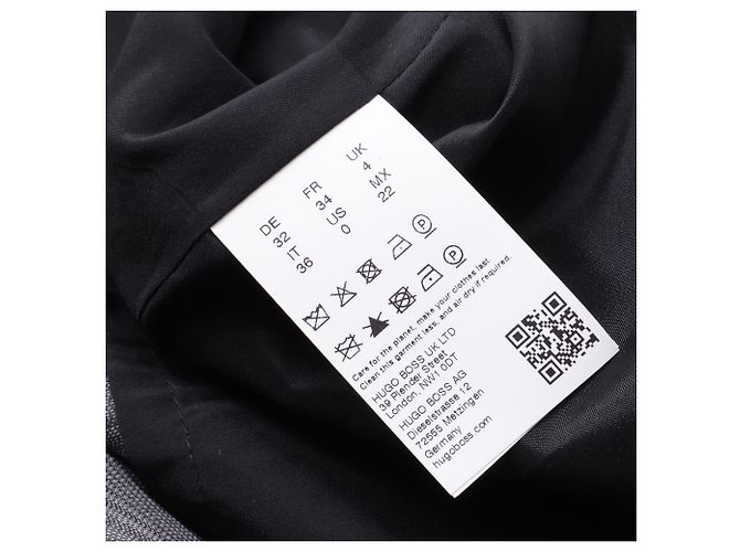 Hugo Boss Vestido midi em lã cinza Boss Danorla com listras e decote em V - vista 5