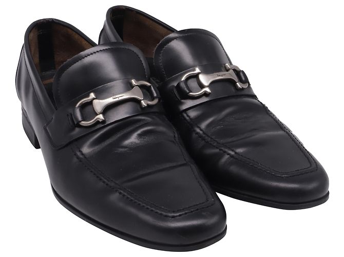 Mocassini Gancini in pelle nera di Salvatore Ferragamo Nero - vista 3