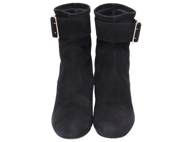 Botines con hebilla Britannia de Burberry en ante negro - vista 2