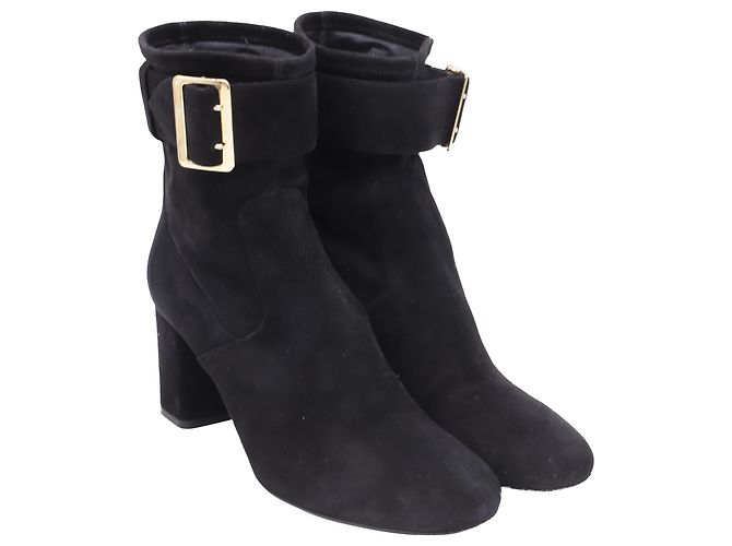 Botines con hebilla Britannia de Burberry en ante negro - vista 3