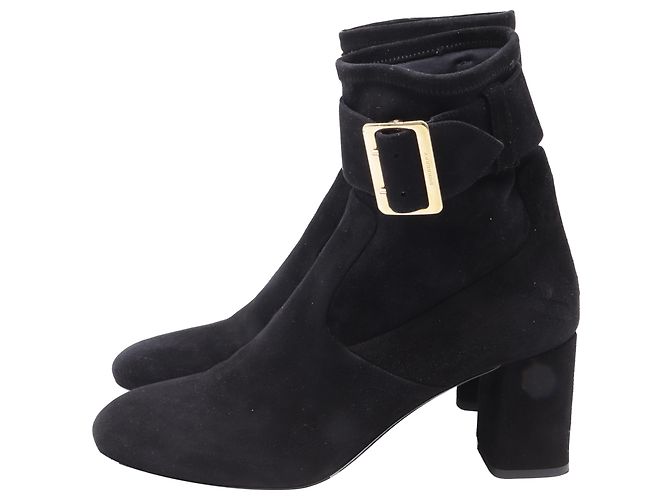 Botines con hebilla Britannia de Burberry en ante negro - vista 4