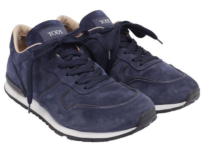 Sneakers basse con lacci Tod's in suede blu navy - vista 2