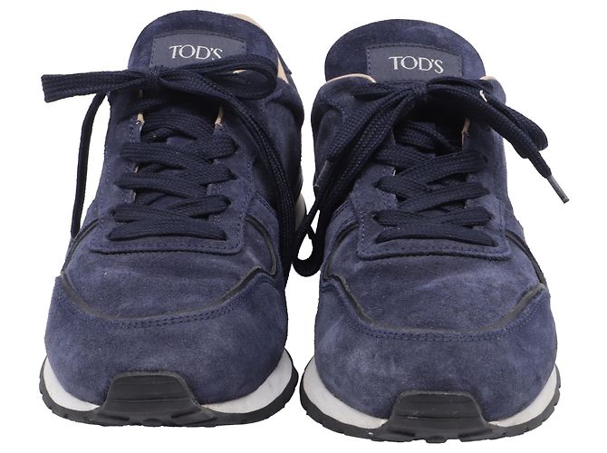 Sneakers basse con lacci Tod's in suede blu navy - vista 3