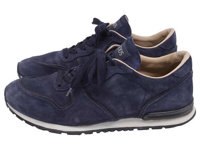 Sneakers basse con lacci Tod's in suede blu navy - vista 4