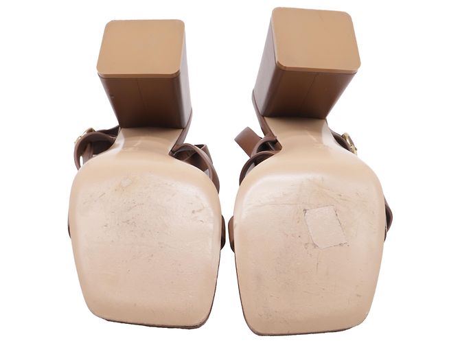 Sandali con tacco a blocco con cinturini Gianvito Rossi in pelle marrone - vista 8