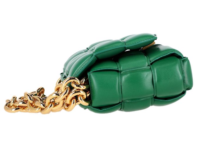 Borsa a Spalla Padded Cassette in Pelle Verde di Bottega Veneta - vista 3