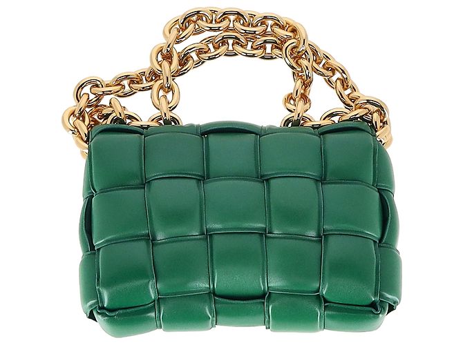 Borsa a Spalla Padded Cassette in Pelle Verde di Bottega Veneta - vista 4