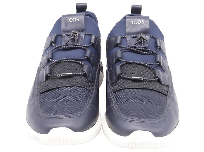 Sneakers basse Tod's No_Code in pelle blu navy - vista 2