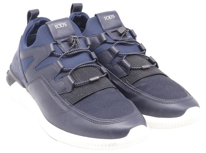 Sneakers basse Tod's No_Code in pelle blu navy - vista 3