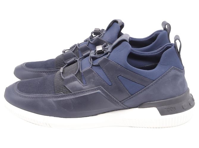 Sneakers basse Tod's No_Code in pelle blu navy - vista 4