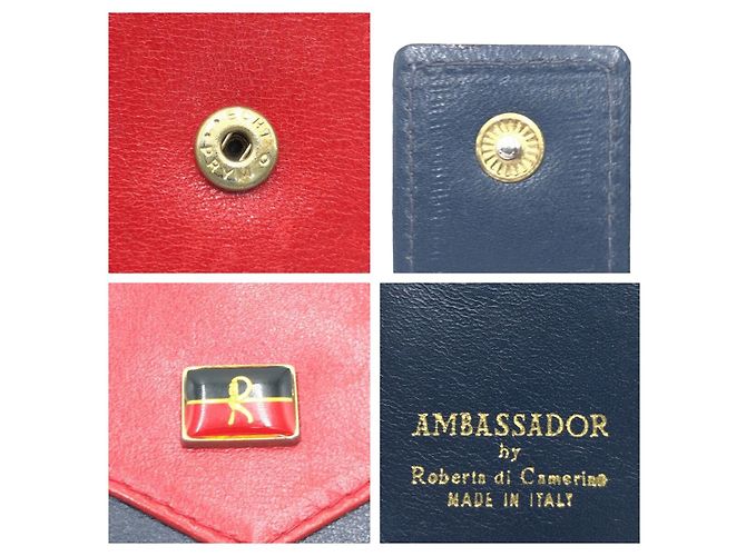Billetera compacta de cuero Roberta di Camerino Roja Azul marino - vista 4