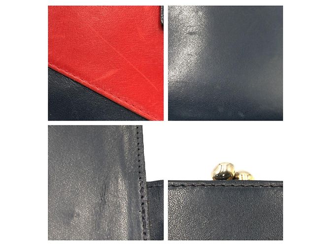Billetera compacta de cuero Roberta di Camerino Roja Azul marino - vista 5
