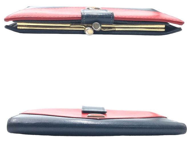 Billetera compacta de cuero Roberta di Camerino Roja Azul marino - vista 7