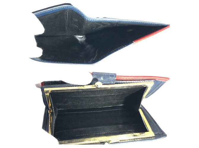 Billetera compacta de cuero Roberta di Camerino Roja Azul marino - vista 9