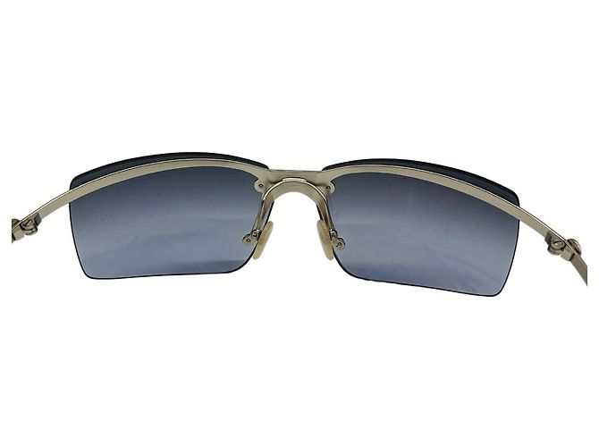 Chanel Silber Marineblaue randlose Sonnenbrille 4009 - Ansicht 5
