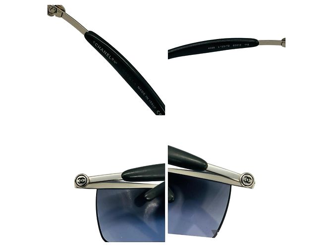 Chanel Silber Marineblaue randlose Sonnenbrille 4009 - Ansicht 7