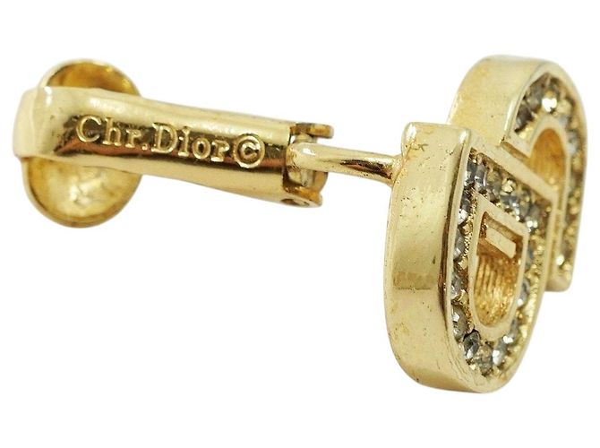 Orecchini CD in strass con logo dorato Christian Dior D'oro - vista 3
