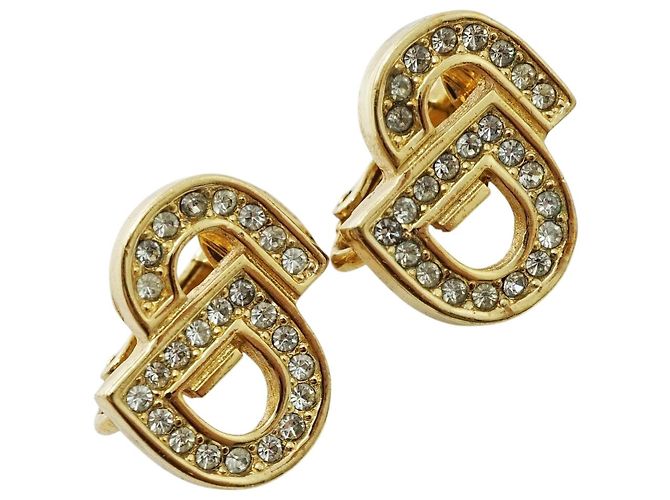 Orecchini CD in strass con logo dorato Christian Dior D'oro - vista 6