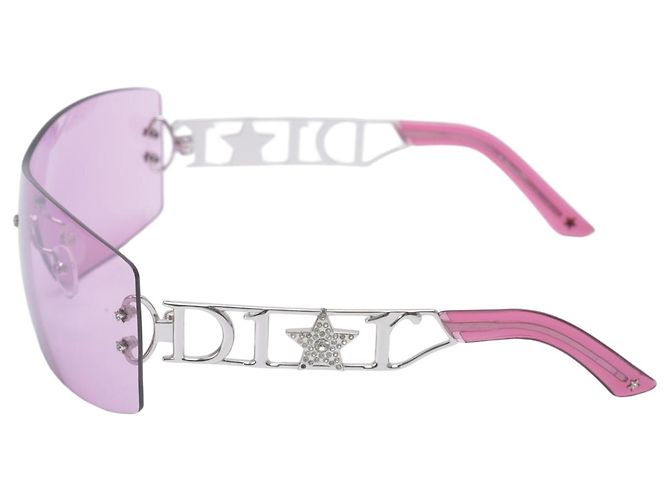 Óculos de sol sem aro Dior Diorlywood YB7 com lente rosa e strass com aro prateado Prata - vista 2