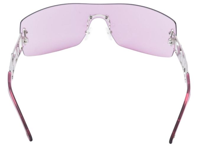 Óculos de sol sem aro Dior Diorlywood YB7 com lente rosa e strass com aro prateado Prata - vista 3