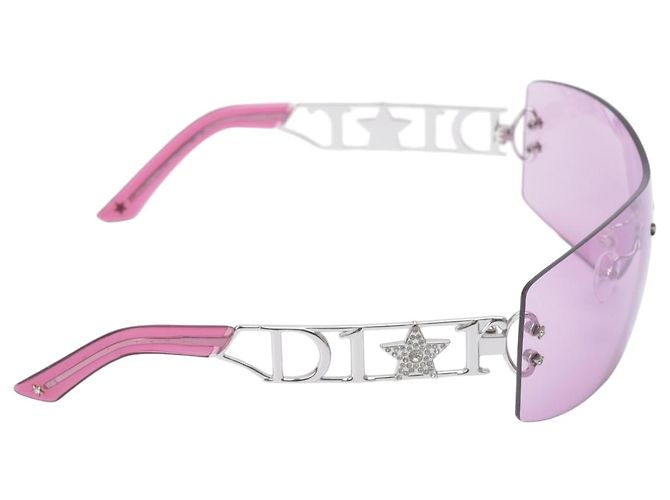 Óculos de sol sem aro Dior Diorlywood YB7 com lente rosa e strass com aro prateado Prata - vista 4
