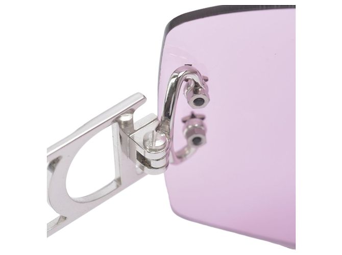 Óculos de sol sem aro Dior Diorlywood YB7 com lente rosa e strass com aro prateado Prata - vista 5
