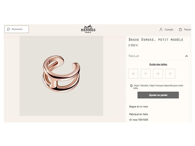 Hermès Anello HERMES Osmose in Oro Rosa 750/1000 - vista 6