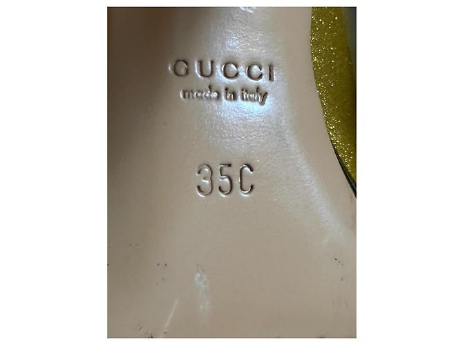 Tacchi con tacco Gucci in pelle oro - vista 14