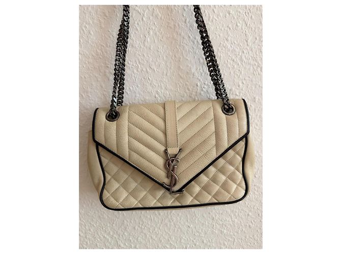 Collège Saint Laurent Borsa College Chevron in pelle bianca Bianco - vista 4
